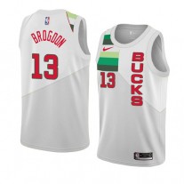 Cheap Malcolm Brogdon Bucks Nike Earned Jersey White Gray For Sale