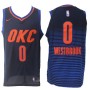 Nike NBA Oklahoma City Thunder 0 Russell Westbrook Jersey Navy Blue Authentic Statement Edition